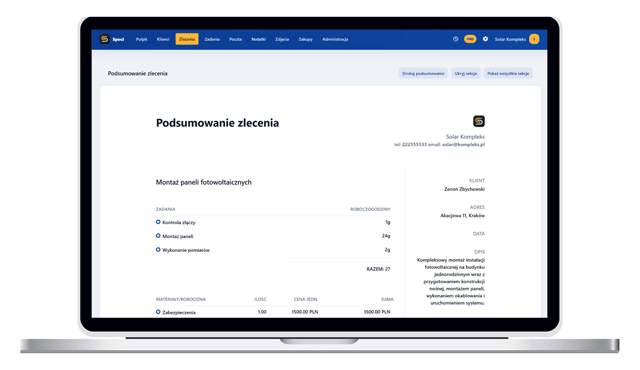 Komputer: podsumowanie zlecenia