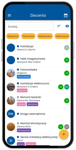 Telefon: lista zleceń